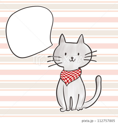 猫_吹き出し_市松模様_ストライプ_スカーフ_02_7 猫_吹き出し_市松模様_ストライプ_スカーフ_02_7 112757805