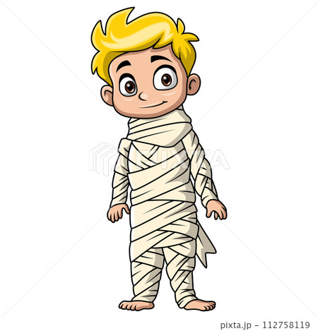 Cute mummy boy cartoon on white background 112758119