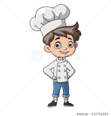 Boy cartoon wearing costume chef 112758163