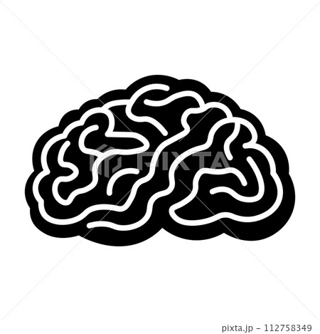 black vector brain icon on white background 112758349