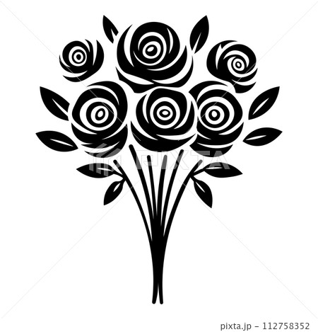 black vector bouquet icon on white background 112758352