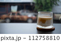 The Coffee Menu called Dirty Coffee a Glass of Ristretto Coffee shot on Cold Milk 112758810