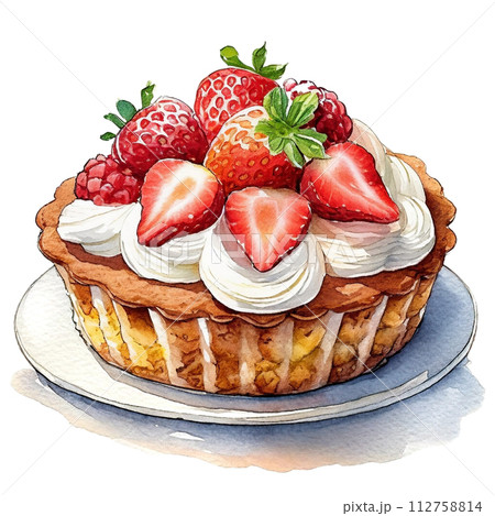 苺タルトのイラスト 白背景の切り抜き 苺タルトのイラスト 白背景の切り抜き 112758814