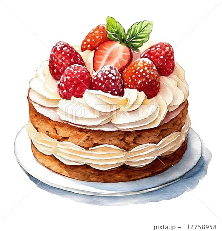 苺のショートケーキのイラスト 白背景の切り抜き 苺のショートケーキのイラスト 白背景の切り抜き 112758958