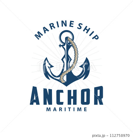 Marine ship vector anchor logo simple minimalist design anchor illustration simple marine symbol template Marine ship vector anchor logo simple minimalist design anchor illustration simple marine symbol template 112758970
