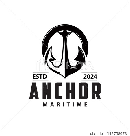 Marine ship vector anchor logo simple minimalist design anchor illustration simple marine symbol template 112758978