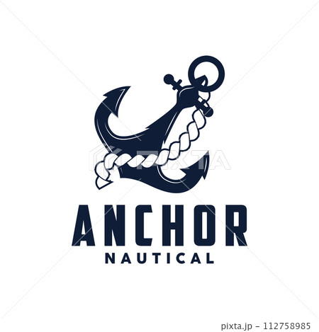 Marine ship vector anchor logo simple minimalist design anchor illustration simple marine symbol template 112758985