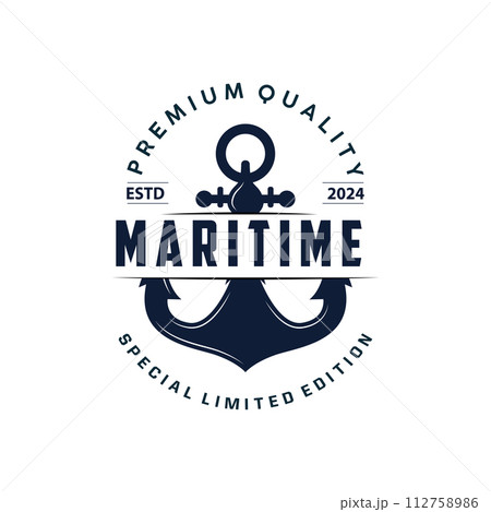 Marine ship vector anchor logo simple minimalist design anchor illustration simple marine symbol template Marine ship vector anchor logo simple minimalist design anchor illustration simple marine symbol template 112758986