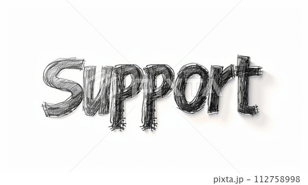 AI-generated content. The Word Support created in Minimalist Drawing. Decorative lettering of the word Support. Help and Assistance Concept. Creative postcard. Ai Generated Digital art poster. AI-generated content. The Word Support created in Minimalist Drawing. Decorative lettering of the word Support. Help and Assistance Concept. Creative postcard. Ai Generated Digital art poster. 112758998