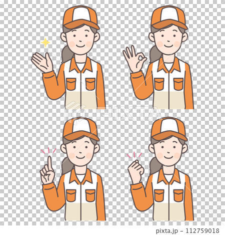 Gas station female clerk pose set 01 112759018