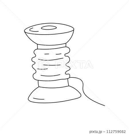 illustration of doodle spool with threads on white illustration of doodle spool with threads on white 112759082