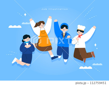 Illustration of various occupational workers 112759451