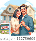 新しい家を購入した微笑ましい夫婦 112759609