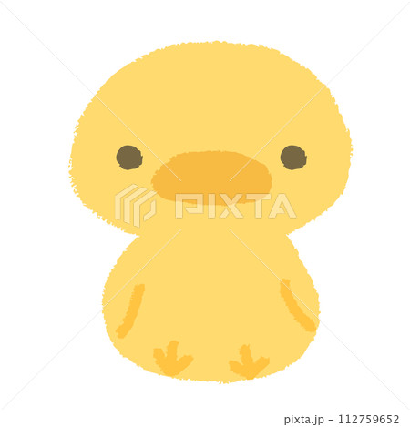 正面を向いて座っているかわいいアヒルの子のイラスト素材 [112759652 