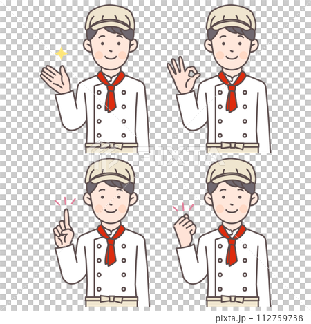 パン屋男性スタッフのポーズセット01 112759738