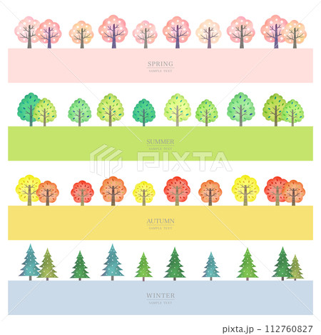 四季の木　横長背景イラスト素材（ベクター版） 112760827