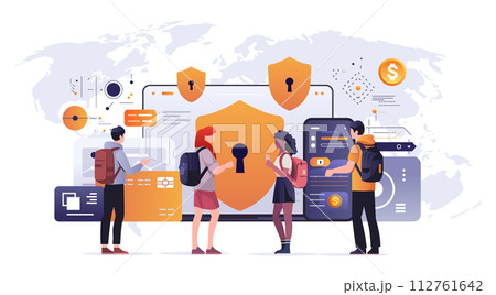 people using financial security money protection application reliability stability growth fintech business investment concept 112761642