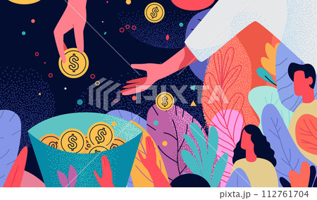 human hands holding dollar coins financial banking wealth transformation technology fintech business investment 112761704