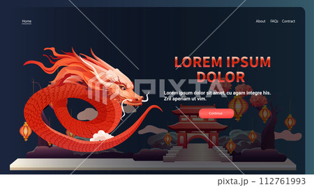 chinese new year of dragon icon zodiac sign for greeting card asian flyer invitation poster horizontal copy space 112761993