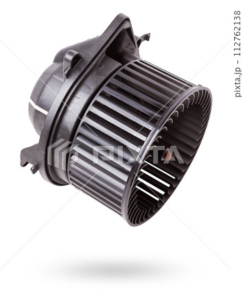 Heater fan - spare part and element of car air conditioning system on white isolated background. Auto service industry. Spare parts catalog. Heater fan - spare part and element of car air conditioning system on white isolated background. Auto service industry. Spare parts catalog. 112762138