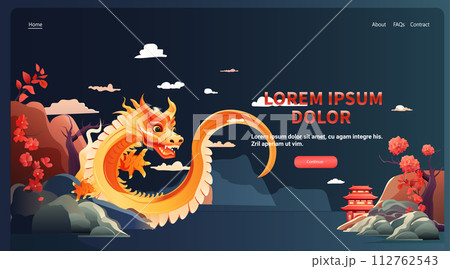 chinese new year of dragon icon zodiac sign for greeting card asian flyer invitation poster horizontal copy space chinese new year of dragon icon zodiac sign for greeting card asian flyer invitation poster horizontal copy space 112762543