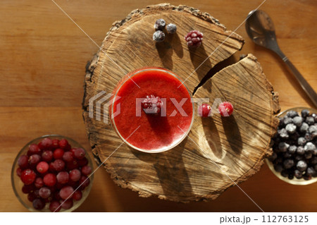 Dessert with frozen berries . Dessert with frozen berries . 112763125