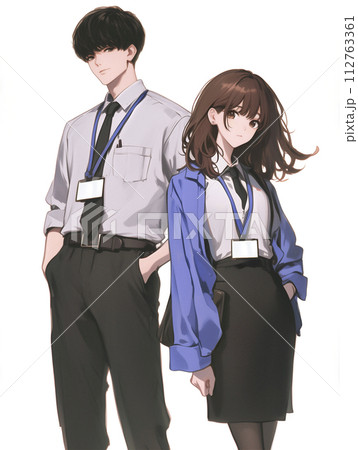 男女のワイシャツを着たビジネスマン　公務員風 112763361