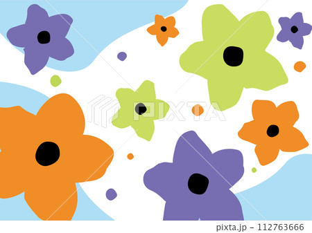 カラフルな花柄背景 112763666