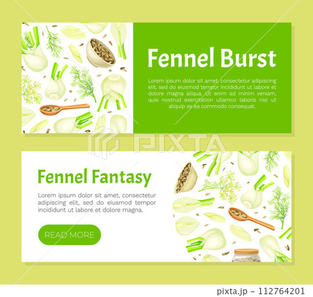 Fennel Banner Design with Edible Condiment Vector Template 112764201