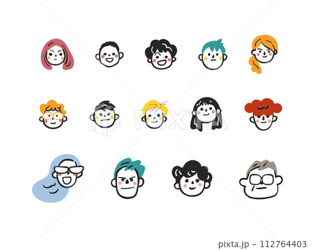 子供たちと大人たちの笑顔のアイコンイラスト 子供たちと大人たちの笑顔のアイコンイラスト 112764403