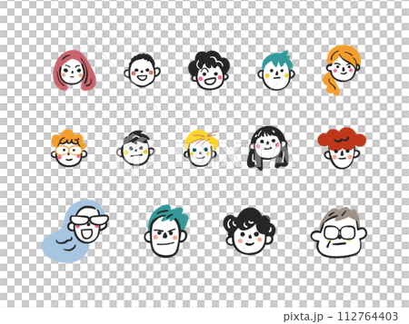 Children and adults smiling icon illustration 112764403
