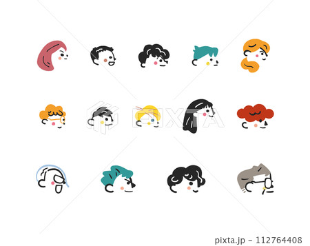 子供たちと大人たちの横顔のアイコンイラスト 子供たちと大人たちの横顔のアイコンイラスト 112764408