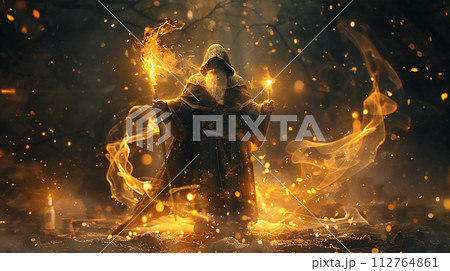 魔法を使う魔導士	 魔法を使う魔導士	 112764861