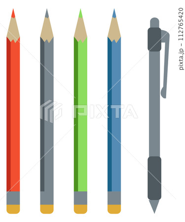 Color pencils and pen. Writing drawing 112765420