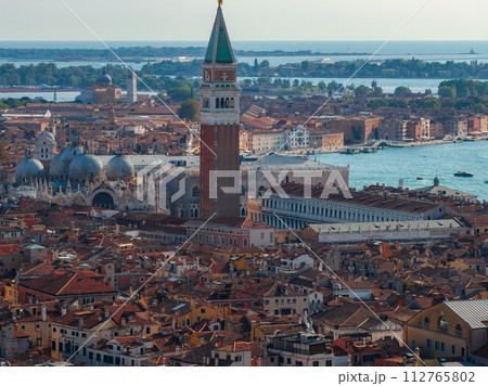 Aerial View of Venice near Saint Mark's Square, Rialto bridge and narrow canals. Beautiful Venice from above. Aerial View of Venice near Saint Mark's Square, Rialto bridge and narrow canals. Beautiful Venice from above. 112765802