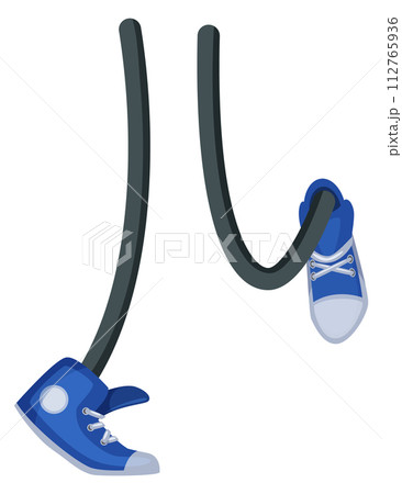 Dancing legs. Funny cartoon sneakers.v Posing feet Dancing legs. Funny cartoon sneakers.v Posing feet 112765936