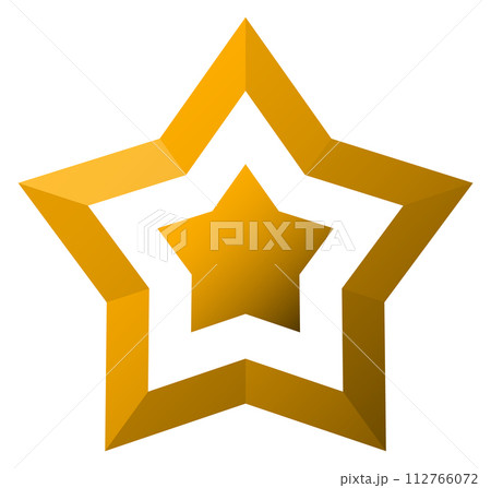 Golden star icon. Shiny metal decorative element 112766072
