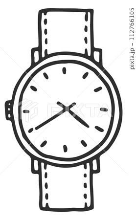 Wrist watch doodle. Classic formal hand clock 112766105