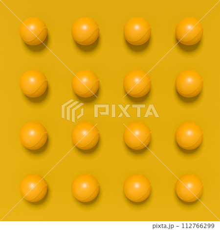 Set of softball or baseball ball lying in row on monochrome background. Set of softball or baseball ball lying in row on monochrome background. 112766299