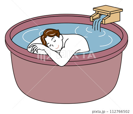 源泉掛け流し温泉の露天風呂で気持ちよさそうに入浴をしている裸の可愛い男性 シンプル イラスト 源泉掛け流し温泉の露天風呂で気持ちよさそうに入浴をしている裸の可愛い男性 シンプル イラスト 112766502