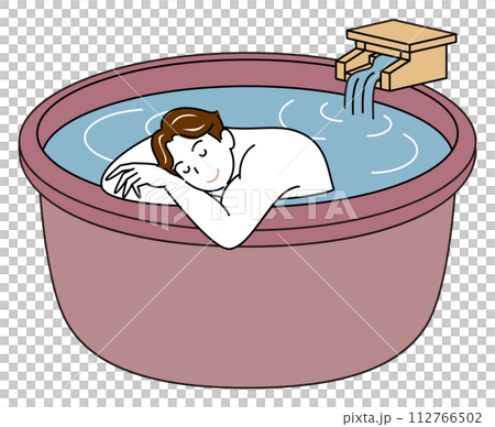 Simple illustration of a cute naked man taking a pleasant bath in an open-air hot spring bath fed directly by the source. Simple illustration of a cute naked man taking a pleasant bath in an open-air hot spring bath fed directly by the source. 112766502