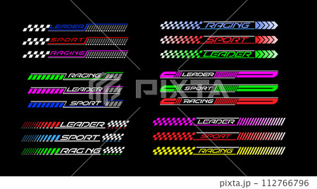 A set of colored stickers, patches or banners for tuning, clothing, prints and thematic design A set of colored stickers, patches or banners for tuning, clothing, prints and thematic design 112766796