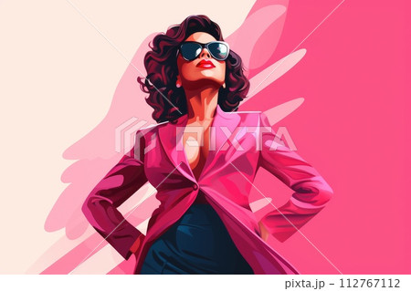 AI-generated content. proud business woman in elegant pink suit illustration AI-generated content. proud business woman in elegant pink suit illustration 112767112