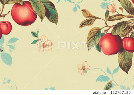 AI-generated content. vintage summer background with fresh apple illustration AI-generated content. vintage summer background with fresh apple illustration 112767129