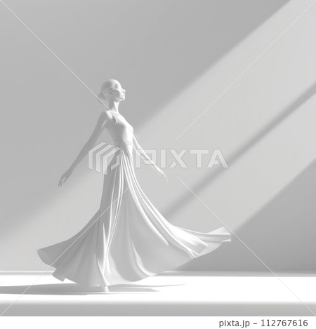 Elegant statue of a dancing woman in a flowing dress Elegant statue of a dancing woman in a flowing dress 112767616
