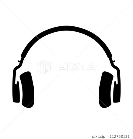 black vector headphones icon on white background black vector headphones icon on white background 112768121