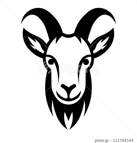 black vector goat icon on white background black vector goat icon on white background 112768144