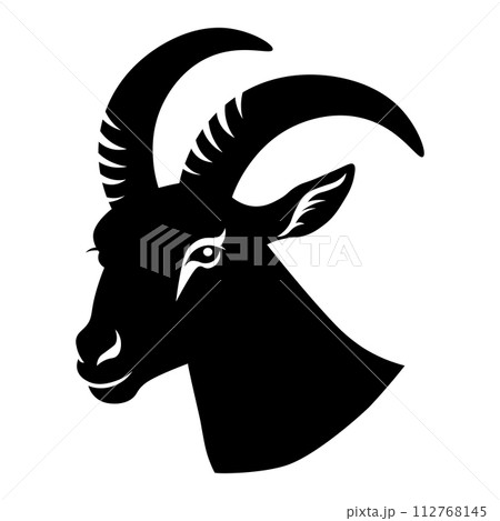 black vector goat icon on white background 112768145