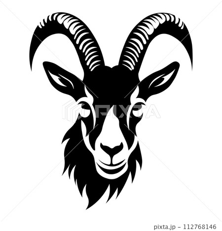 black vector goat icon on white background 112768146