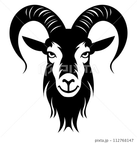 black vector goat icon on white background 112768147
